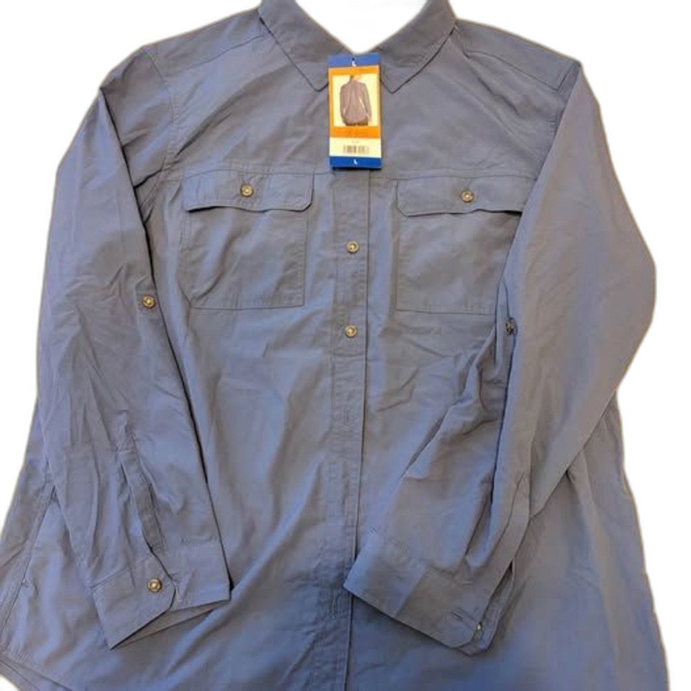 NWT Eddie Bauer Women's Mountain Ripstop Long Sleeve Shirt - Blue (Size L)